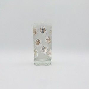 Rare Gold Snowflake Frosted Glass Tumbler Continental Can Company MCM Vintage